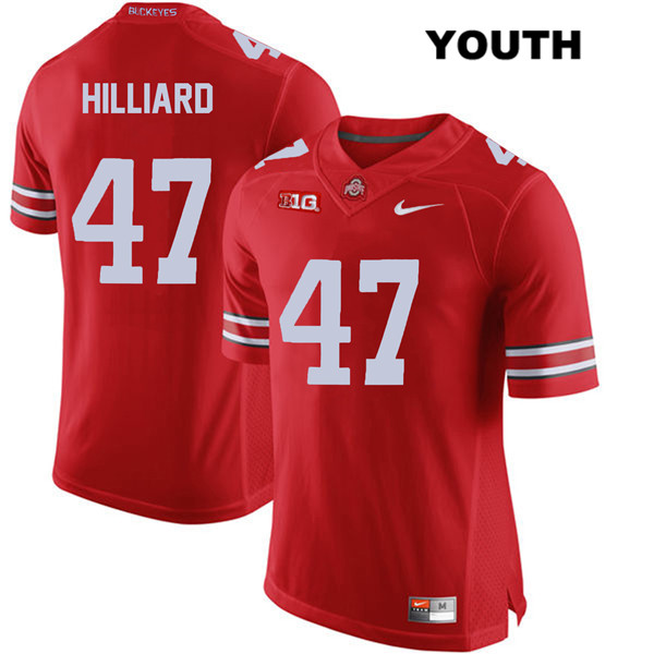 Ohio State Buckeyes Youth Justin Hilliard #47 Red Authentic Nike College NCAA Stitched Football Jersey EB19S84BF